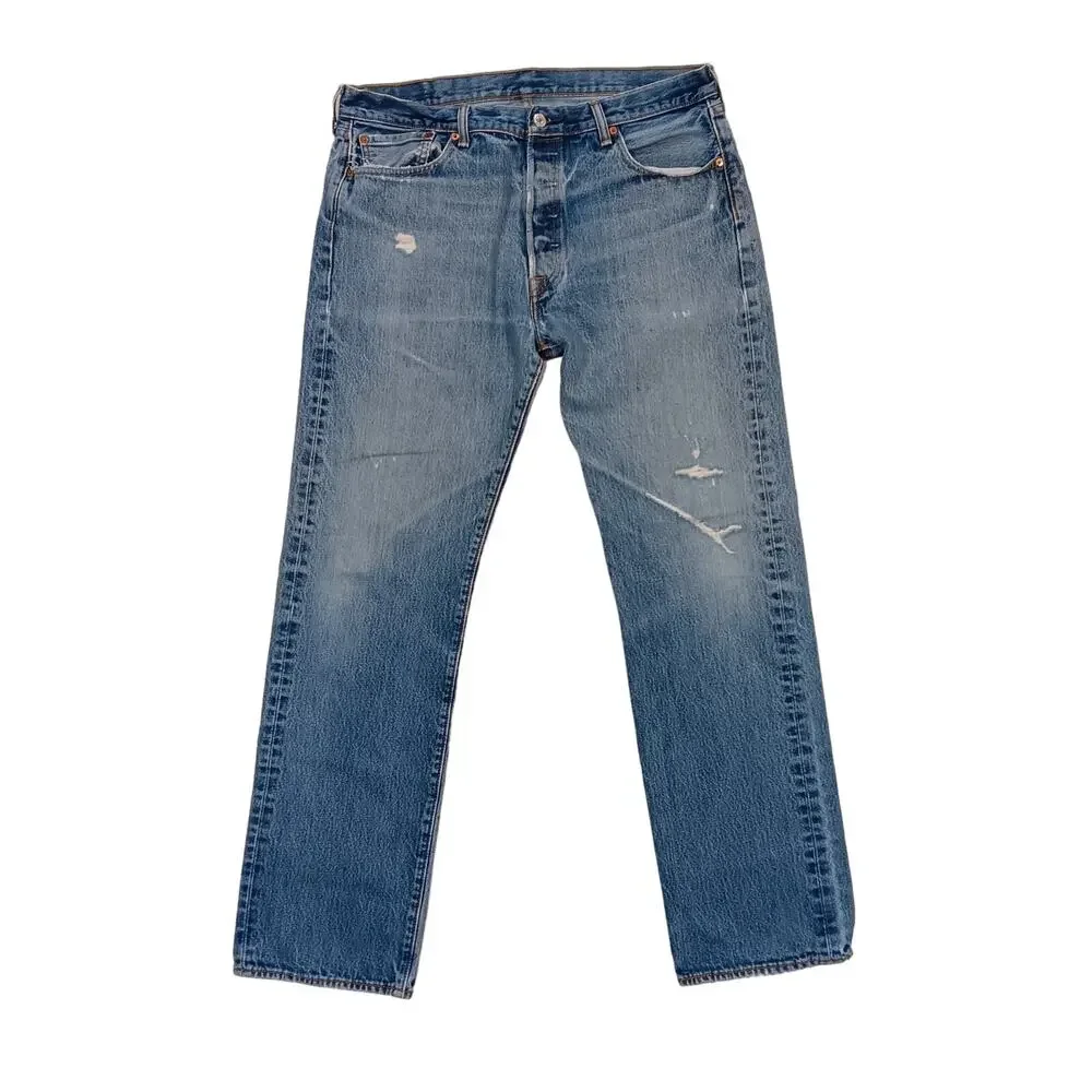 Levi's 501 Distressed Ripped Button Fly Jeans